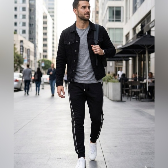 The Kooples Fleece And Leather Joggers